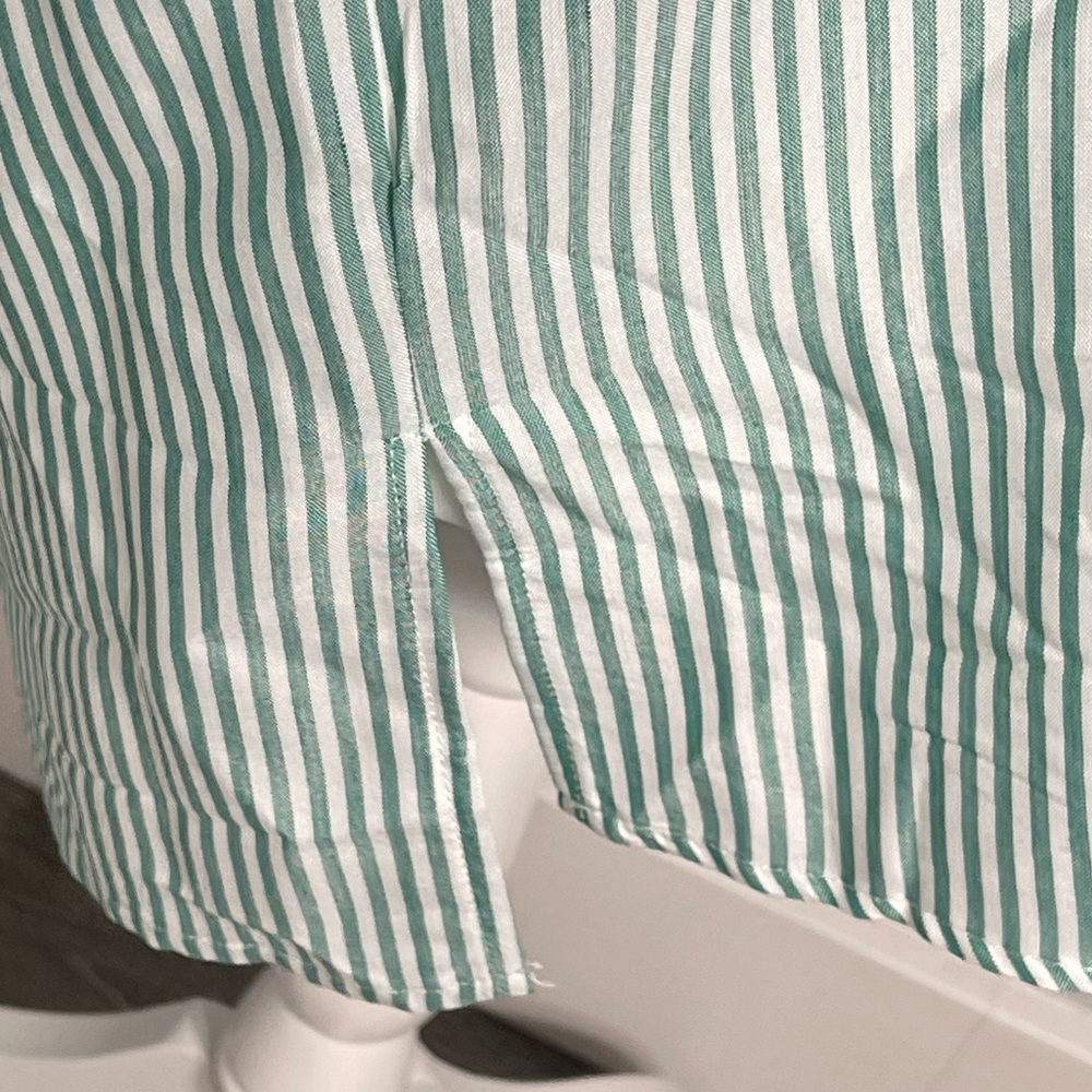 NWOT: VELVET HEART Green and White Striped Short Sleeve Button up Shirt Size XL - Picture 5 of 7